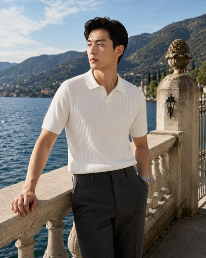 Lake Como Ribbed-Knit Polo